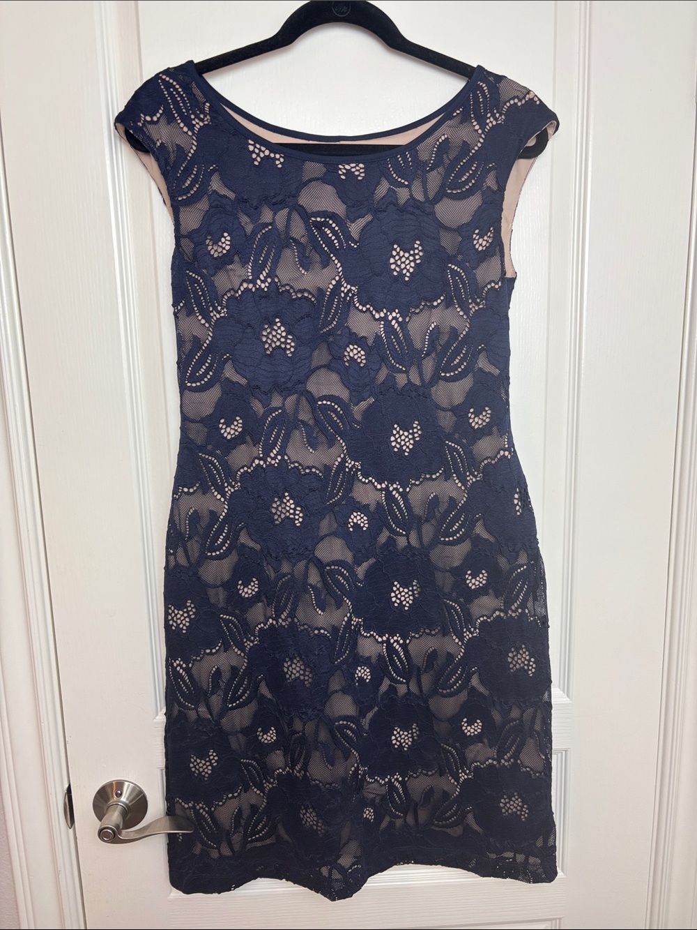 Connected Apparel Navy Lace Dress Size 6